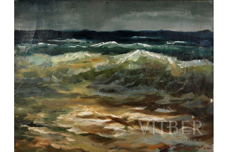 Звиедрис Александрс (1905-1993), Море, холст, фанера, масло, 50 x 64 см